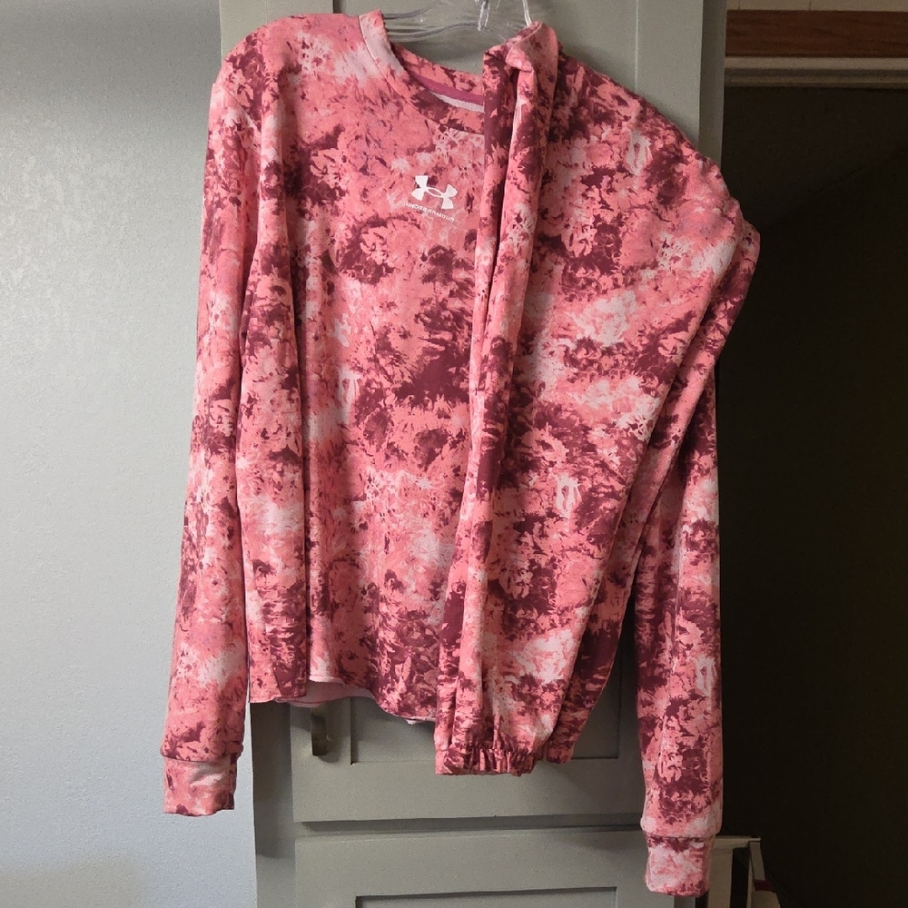 Under Armour Pink and White Tie-Dye Sweatshirt And Pant Jogger
